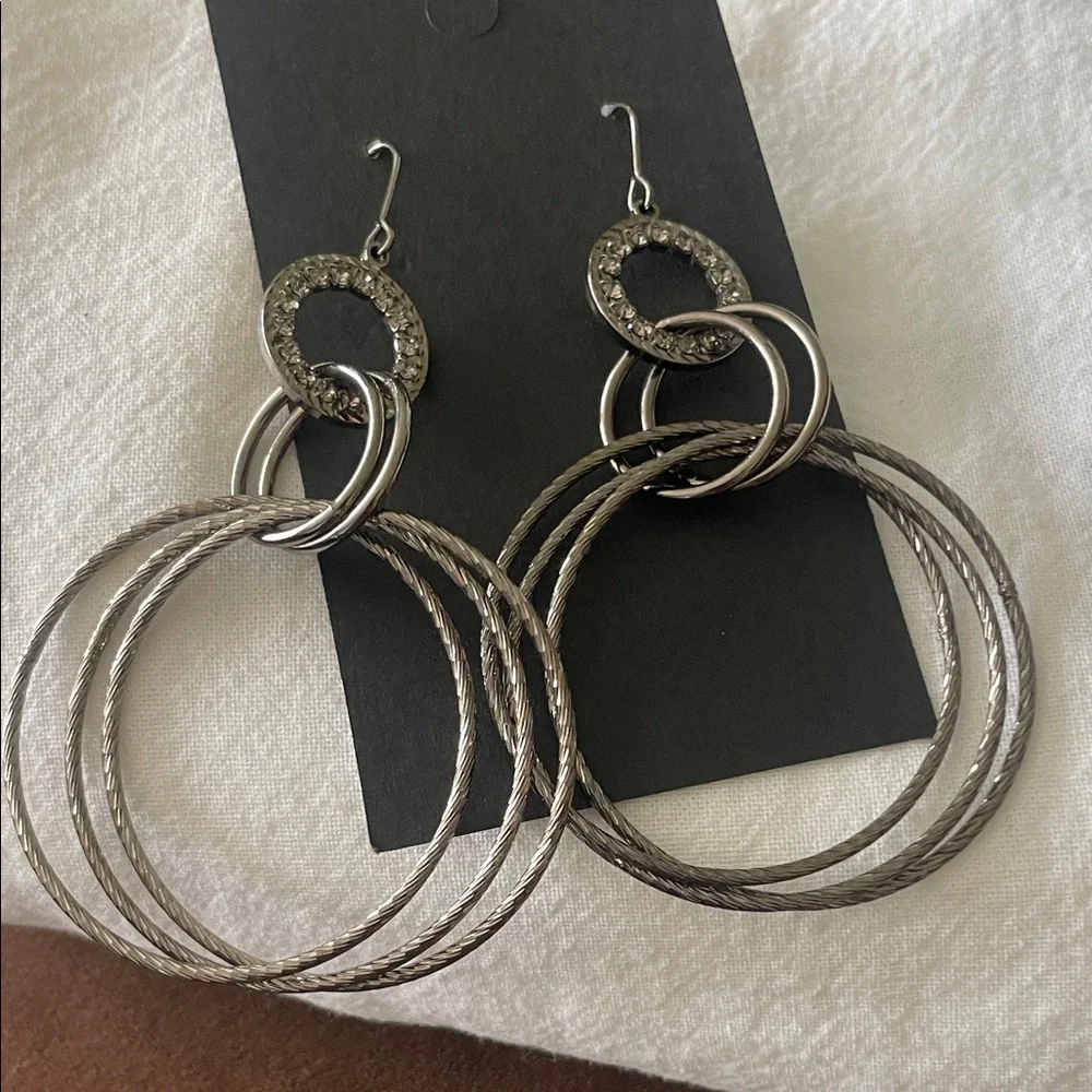 Cache Silver Multi-Hoop Earrings - Picture 1 of 4